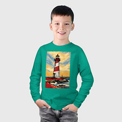 Лонгслив хлопковый детский Маяк Ван Гога, цвет: зеленый — фото 2