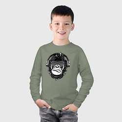 Лонгслив хлопковый детский Music gorilla, цвет: авокадо — фото 2