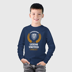 Лонгслив хлопковый детский Лого Leeds United и надпись legendary football clu, цвет: тёмно-синий — фото 2