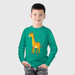 Лонгслив хлопковый детский Добрый жираф, цвет: зеленый — фото 2