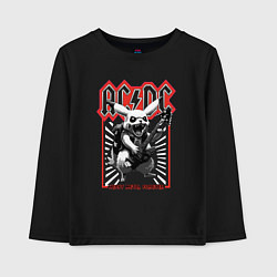 Лонгслив хлопковый детский AC DC на фоне Пикачу играющего рок на гитаре, цвет: черный