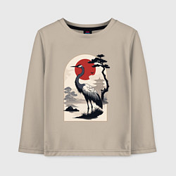 Детский лонгслив Журавль в японском стиле