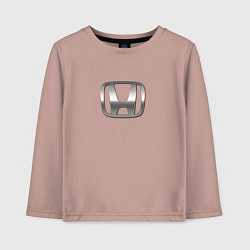 Лонгслив хлопковый детский Honda logo auto grey, цвет: пыльно-розовый