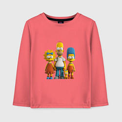 Лонгслив хлопковый детский Милая семейка симпсонов, цвет: коралловый