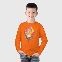 Лонгслив хлопковый детский Обезьяна с гранатой, цвет: оранжевый — фото 2