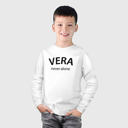 Лонгслив хлопковый детский Vera never alone - motto, цвет: белый — фото 2