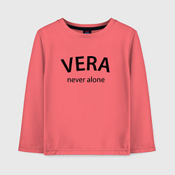 Лонгслив хлопковый детский Vera never alone - motto, цвет: коралловый