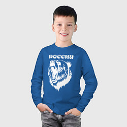 Лонгслив хлопковый детский Ревущий медведь Россия, цвет: синий — фото 2