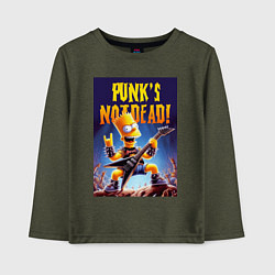 Лонгслив хлопковый детский Bart Simpson - punks not dead, цвет: меланж-хаки