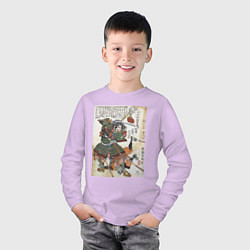 Лонгслив хлопковый детский Самурай Фукусима Масанори: гравюра укиё-э, цвет: лаванда — фото 2