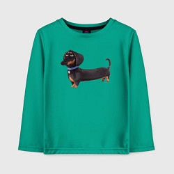 Лонгслив хлопковый детский Мультяшная собака такса, цвет: зеленый