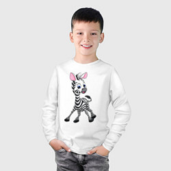 Лонгслив хлопковый детский Мультяшная зебра, цвет: белый — фото 2