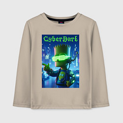 Лонгслив хлопковый детский Cyber Bart - neon glow ai art, цвет: миндальный