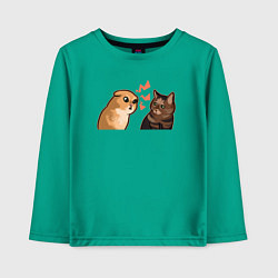 Лонгслив хлопковый детский Недовольный и грустный кот - Talking Cats, цвет: зеленый