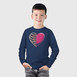 Лонгслив хлопковый детский Сердце в груди, цвет: тёмно-синий — фото 2