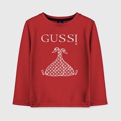 Лонгслив хлопковый детский Гусси - два белых гуся, цвет: красный