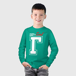 Лонгслив хлопковый детский Глеб - человек с большой буквы, цвет: зеленый — фото 2