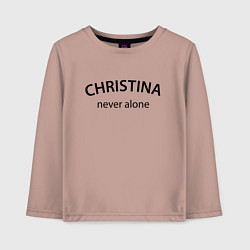Лонгслив хлопковый детский Christina never alone - motto, цвет: пыльно-розовый