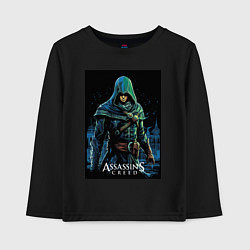 Лонгслив хлопковый детский Assassins creed в капюшоне, цвет: черный