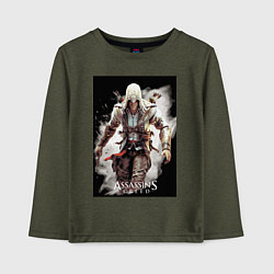 Лонгслив хлопковый детский Assassins creed белый туман, цвет: меланж-хаки