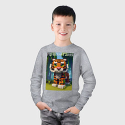 Лонгслив хлопковый детский Funny tiger cub - Minecraft, цвет: меланж — фото 2