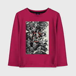 Лонгслив хлопковый детский Ван-Пис Луффи Монки Д, цвет: маджента