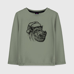 Детский лонгслив Кабан новогодний
