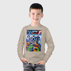 Лонгслив хлопковый детский Mass effect and Minecraft - ai art collaboration, цвет: миндальный — фото 2