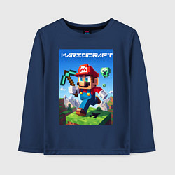 Лонгслив хлопковый детский Minecraft and Mario - ai art collaboration, цвет: тёмно-синий