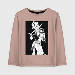 Лонгслив хлопковый детский Гинтама Самурай, цвет: пыльно-розовый