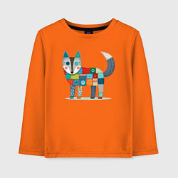Лонгслив хлопковый детский Funny fox - patchwork ai art, цвет: оранжевый