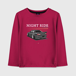 Лонгслив хлопковый детский Nissan skyline night ride, цвет: маджента