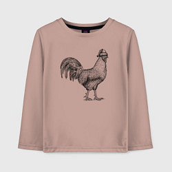 Лонгслив хлопковый детский Новогодний петух, цвет: пыльно-розовый