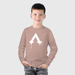 Лонгслив хлопковый детский Логотип Apex с подтеками, цвет: пыльно-розовый — фото 2