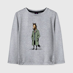 Лонгслив хлопковый детский Конь в зеленом пальто, цвет: меланж