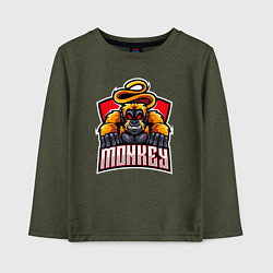 Лонгслив хлопковый детский Monkey team, цвет: меланж-хаки