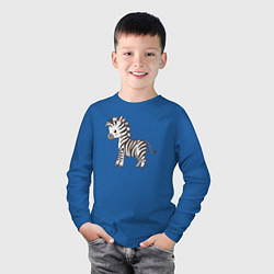 Лонгслив хлопковый детский Маленькая зебра, цвет: синий — фото 2