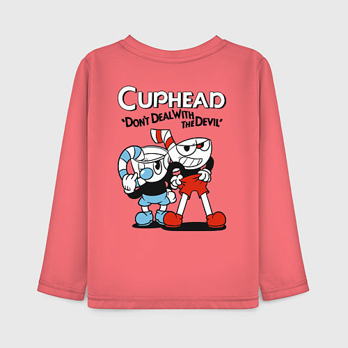 Детский лонгслив Cuphead and Mugman / Коралловый – фото 2