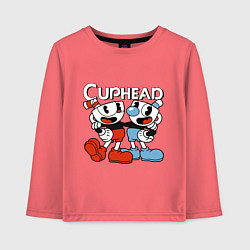 Лонгслив хлопковый детский Cuphead and Mugman, цвет: коралловый