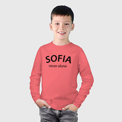 Лонгслив хлопковый детский Sofia never alone - motto, цвет: коралловый — фото 2