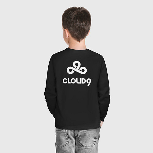 Детский лонгслив Cloud9 - white logo / Черный – фото 4
