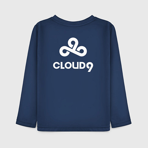 Детский лонгслив Cloud9 - white logo / Тёмно-синий – фото 2