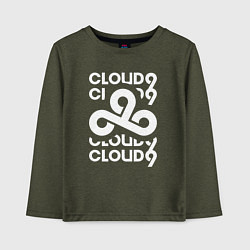 Лонгслив хлопковый детский Cloud9 - in logo, цвет: меланж-хаки