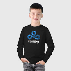 Лонгслив хлопковый детский Cloud9 - blue cloud logo, цвет: черный — фото 2