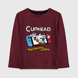 Лонгслив хлопковый детский Switch cuphead, цвет: меланж-бордовый