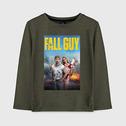 Лонгслив хлопковый детский Ryan Gosling and Emily Blunt the fall guy, цвет: меланж-хаки