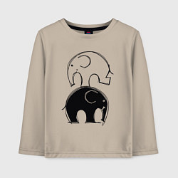Лонгслив хлопковый детский Cute elephants, цвет: миндальный