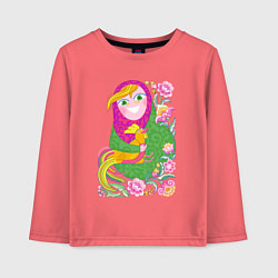 Лонгслив хлопковый детский Матрешка и Петушок золотой гребешок, цвет: коралловый
