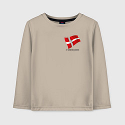 Лонгслив хлопковый детский Im Danish - motto, цвет: миндальный