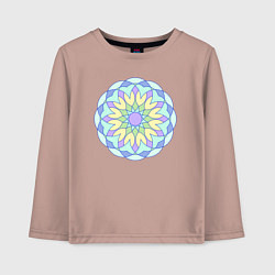 Лонгслив хлопковый детский Цветочная геометрическая мандала, цвет: пыльно-розовый